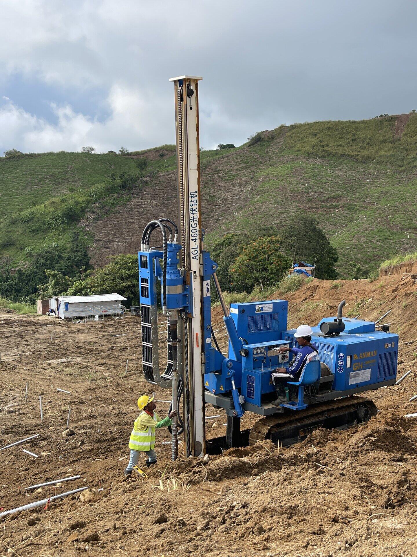 AGL-460G geothermal drill rig working at slope construction site