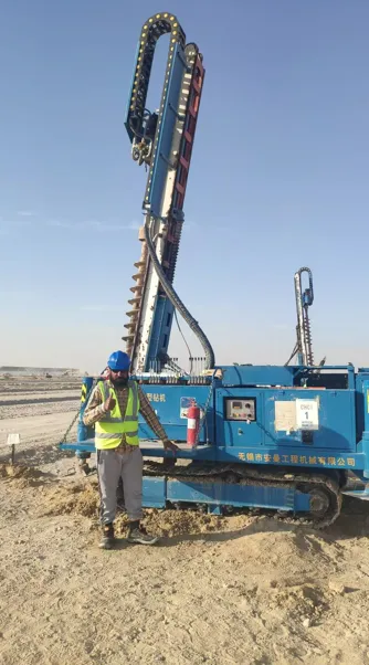 Workers with MXL-150DC drill rig at construction site in Dubai