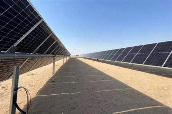 Partial aerial view of the Al-Shuaibah solar plant, a representative project of Saudi Arabia's 130GW solar plan.